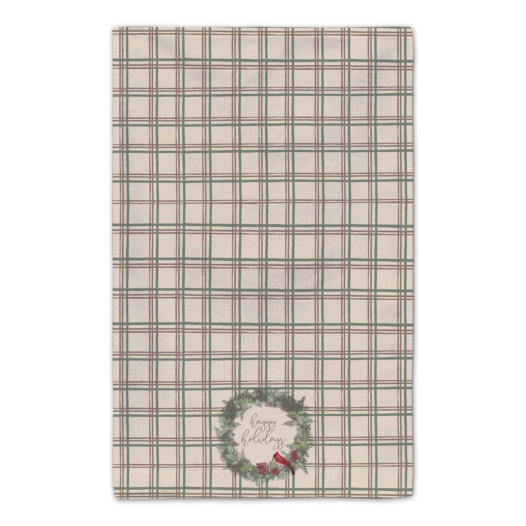 Happy Holidays Plaid Tea Towel Set
